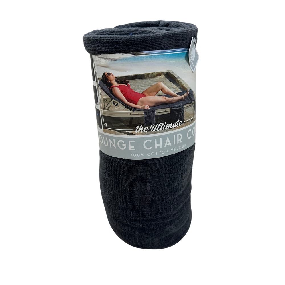 The Ultimate Lounge Chair Cover Gray 100% Cotton Velour Converts Tote‎ Bag Towel